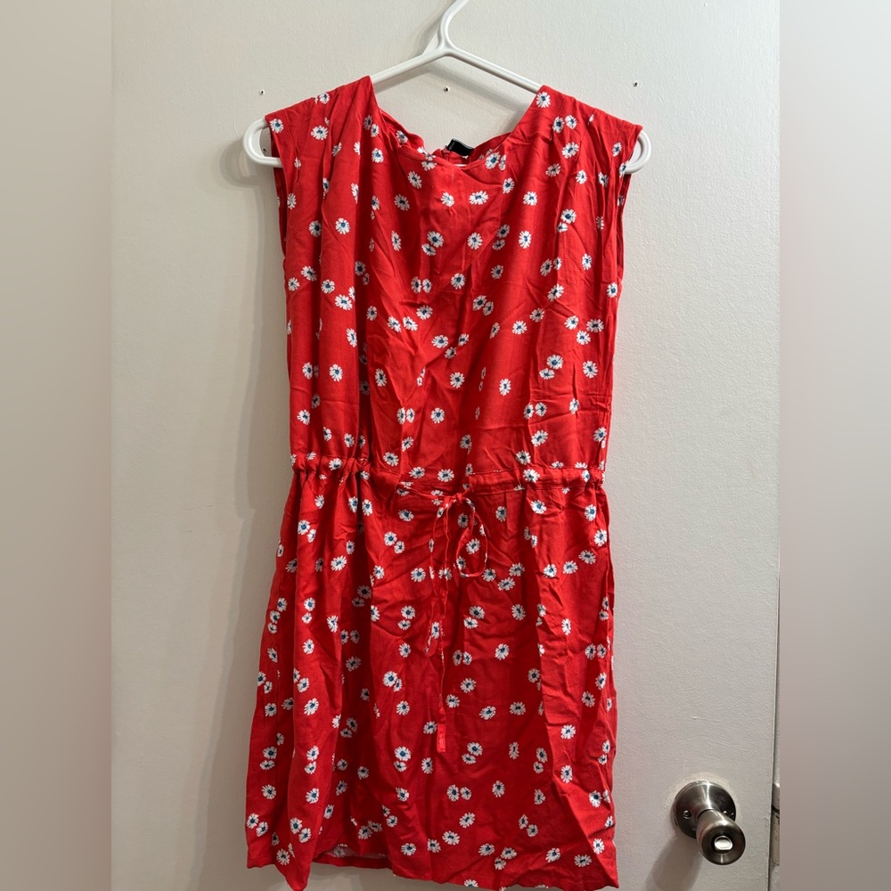 Red Floral Sleeveless Dress